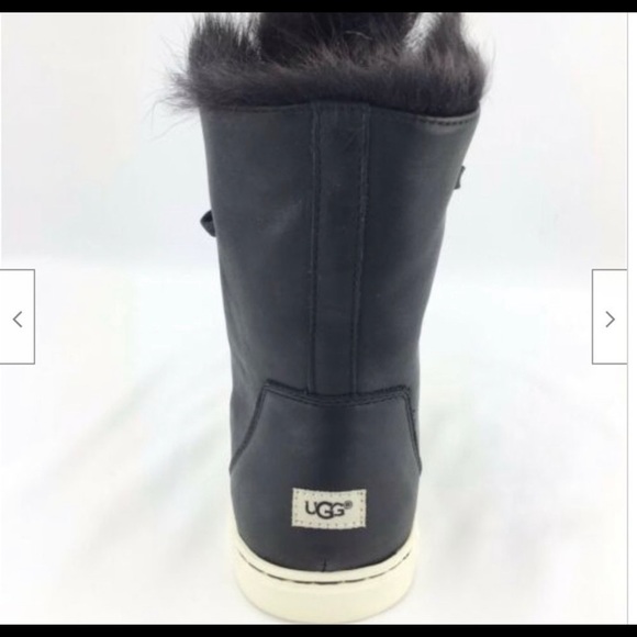 UGG Croft Black Calf Ankle Lace Up Fur Bootie 8.5 - Picture 4 of 8